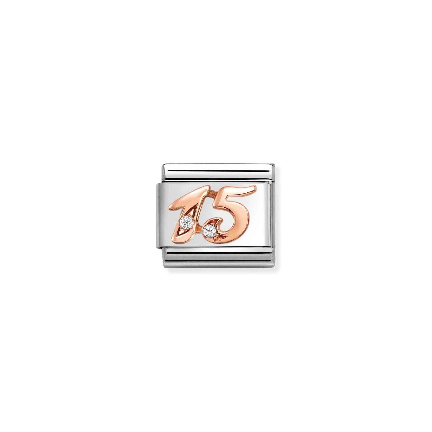 Nomination Classic NUMBERS 9ct Rose Gold and Cubic Zirconia 15 Charm