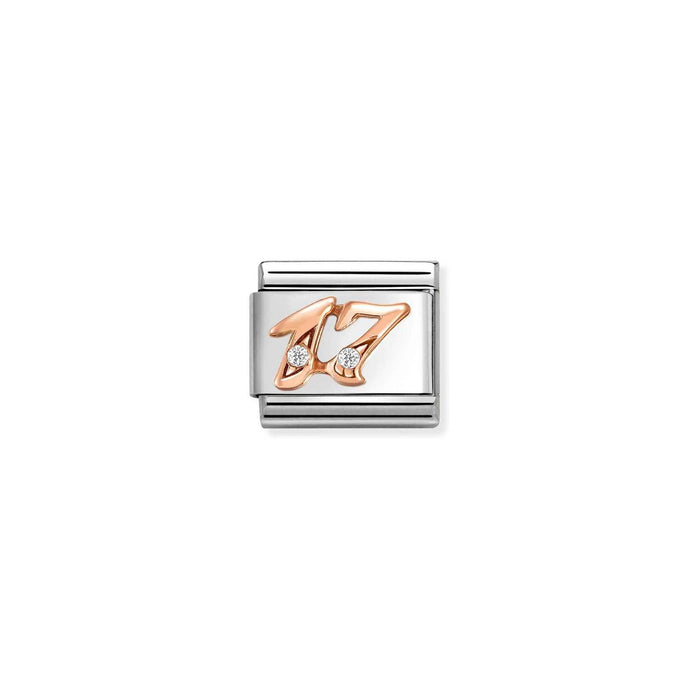 Nomination Classic NUMBERS 9ct Rose Gold and Cubic Zirconia 17 Charm