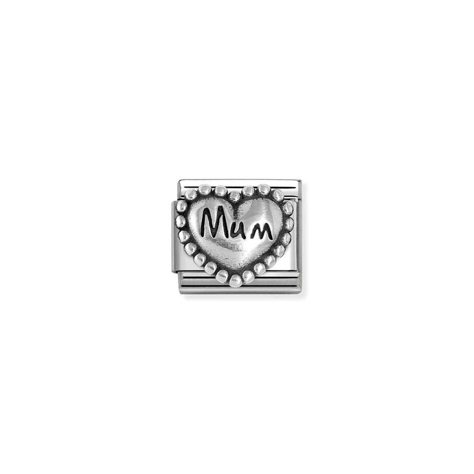 Nomination Classic OXIDIZED SYMBOLS in Silver Heart with dots Mum Charm