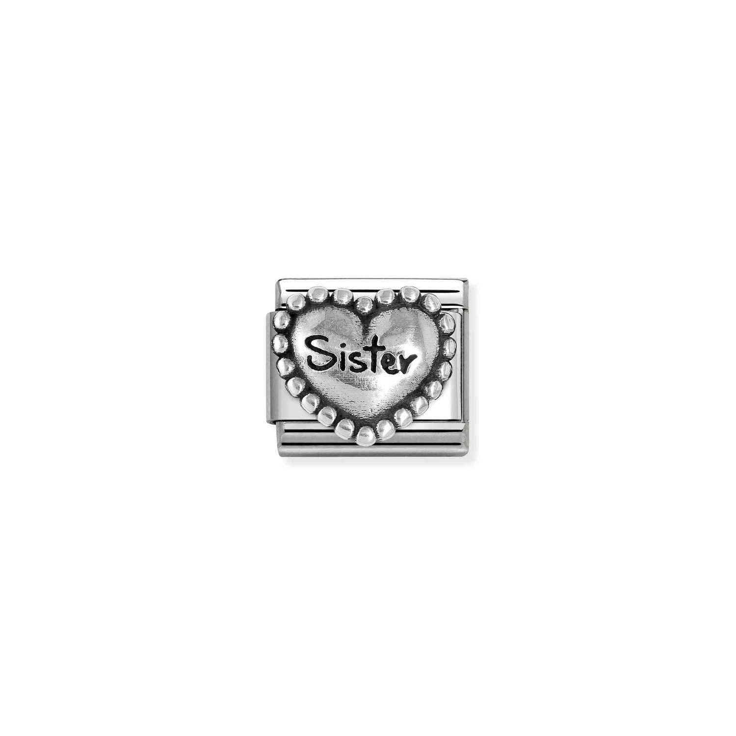 Nomination Classic OXIDIZED SYMBOLS in Silver Heart with dots Sister Charm