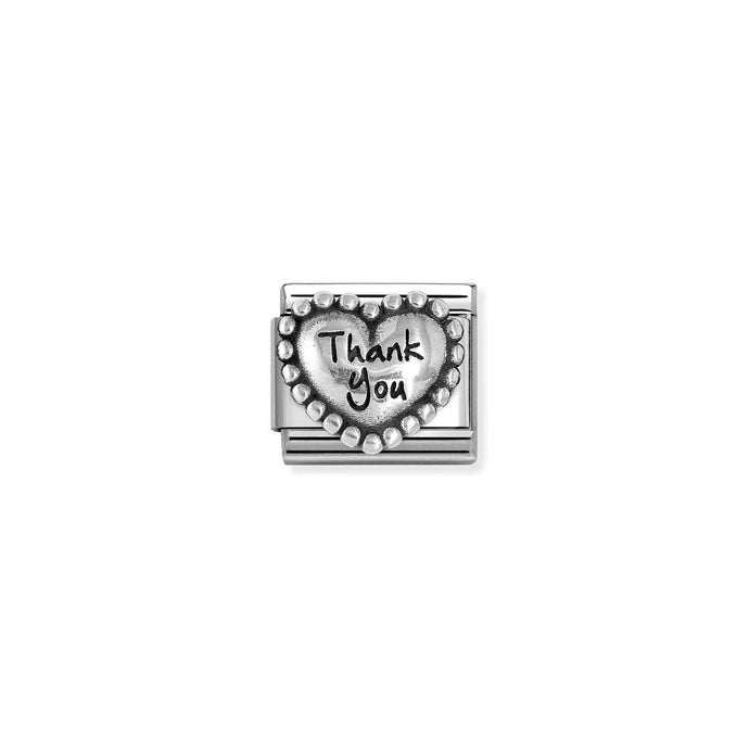 Nomination Classic OXIDIZED SYMBOLS in Silver Heart with dots Thank you Charm