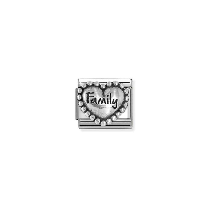 Nomination Classic OXIDIZED SYMBOLS in Silver Heart with dots Family Charm