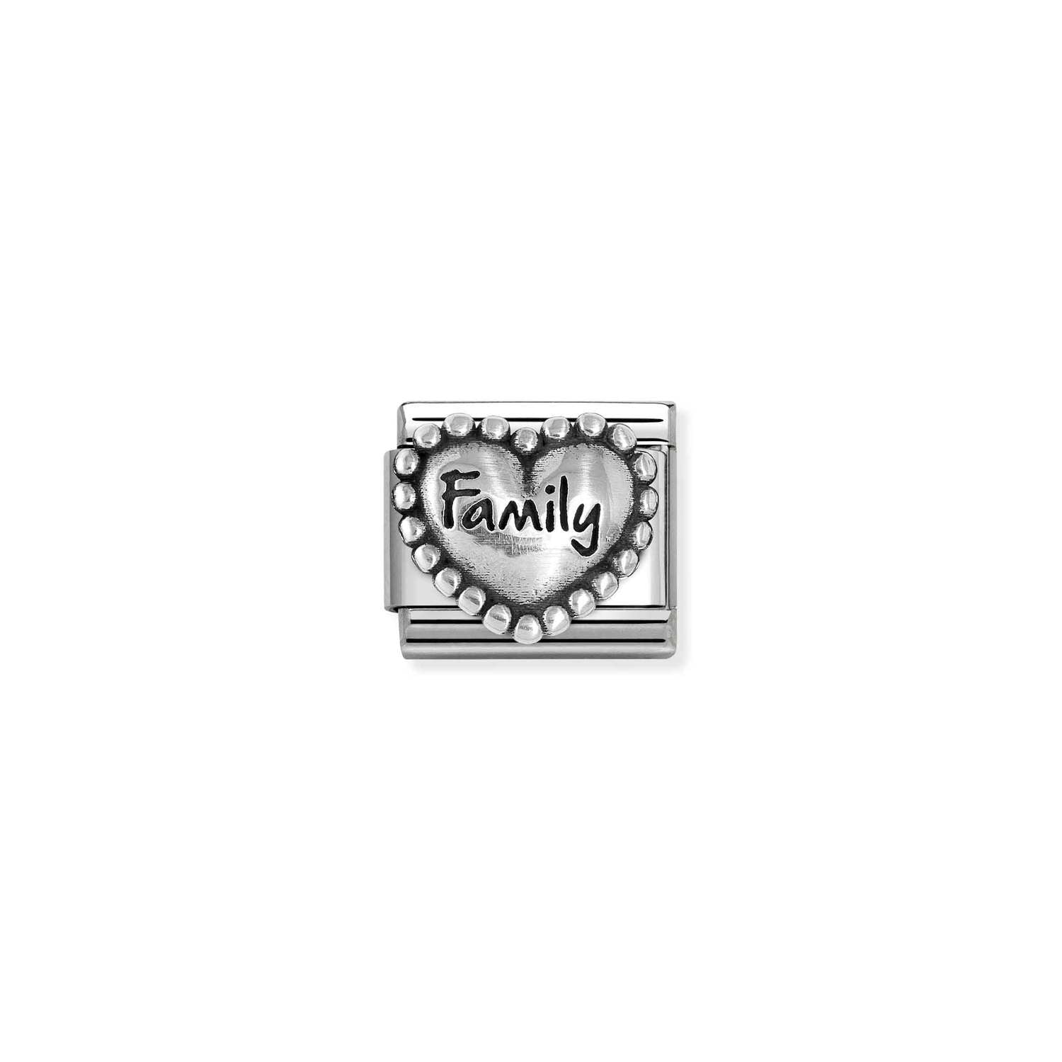 Nomination Classic OXIDIZED SYMBOLS in Silver Heart with dots Family Charm