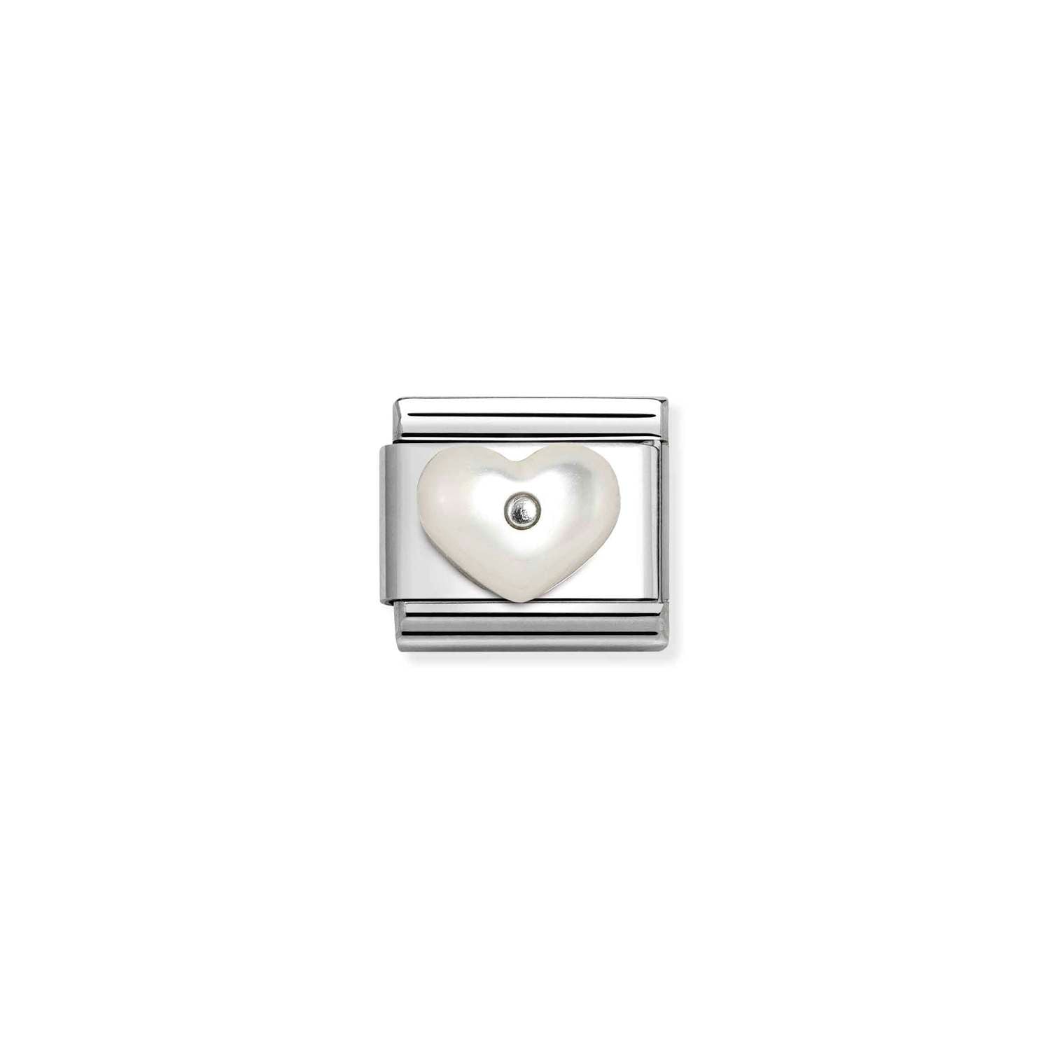 Nomination Classic Silver WHITE MOTHER OF PEARL heart Charm