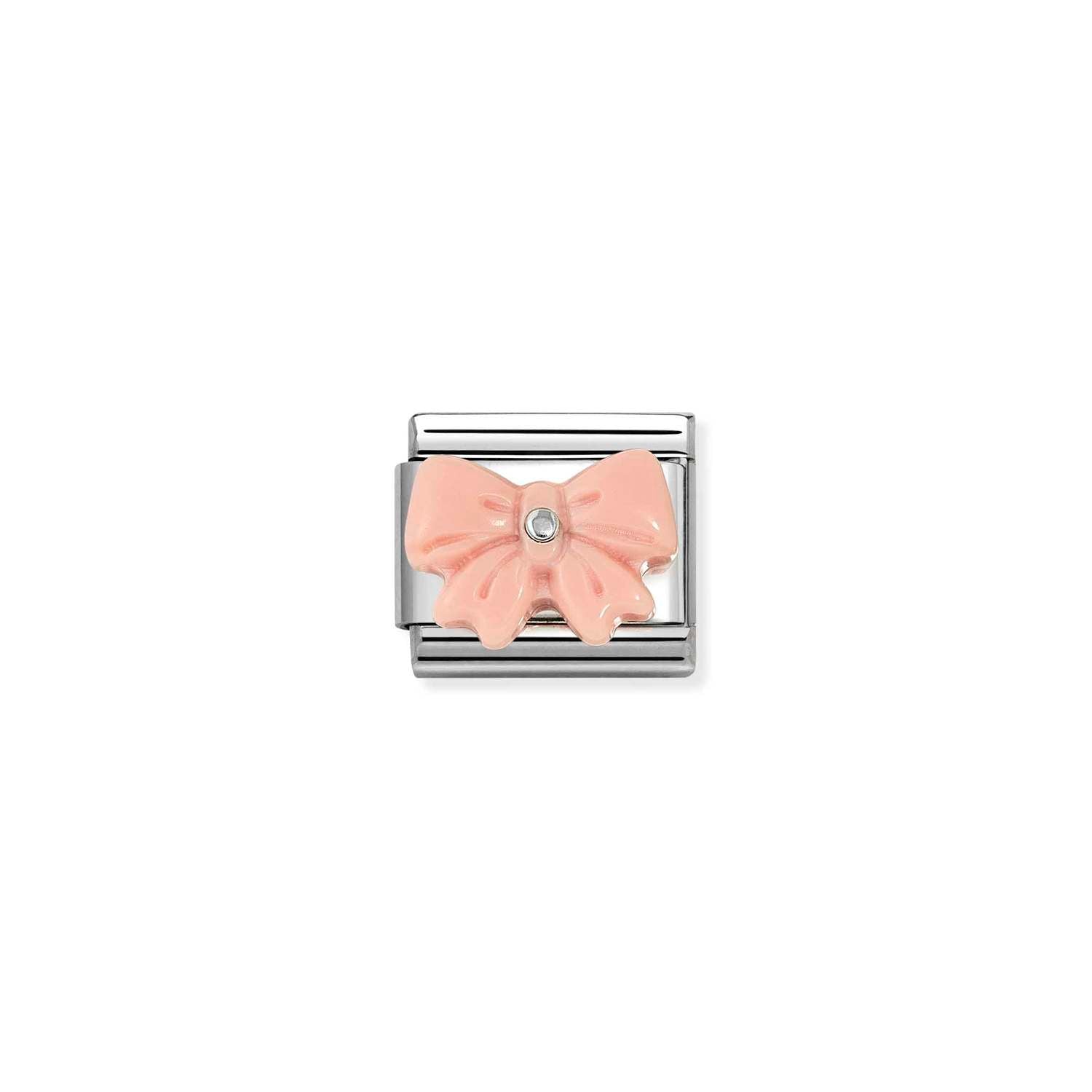 Nomination Classic Silver PINK bow Charm