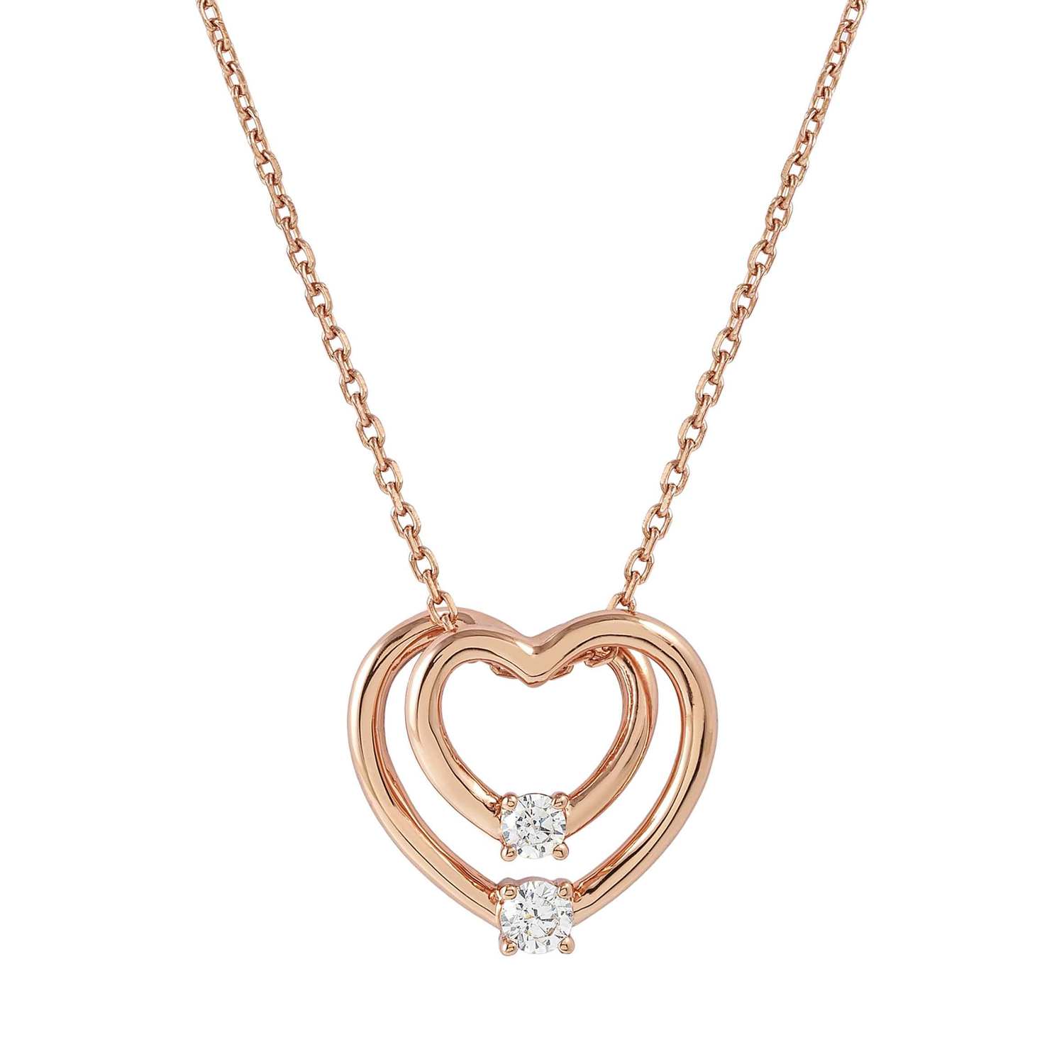 Nomination Cosmic Love Rose Gold large Hearts necklace