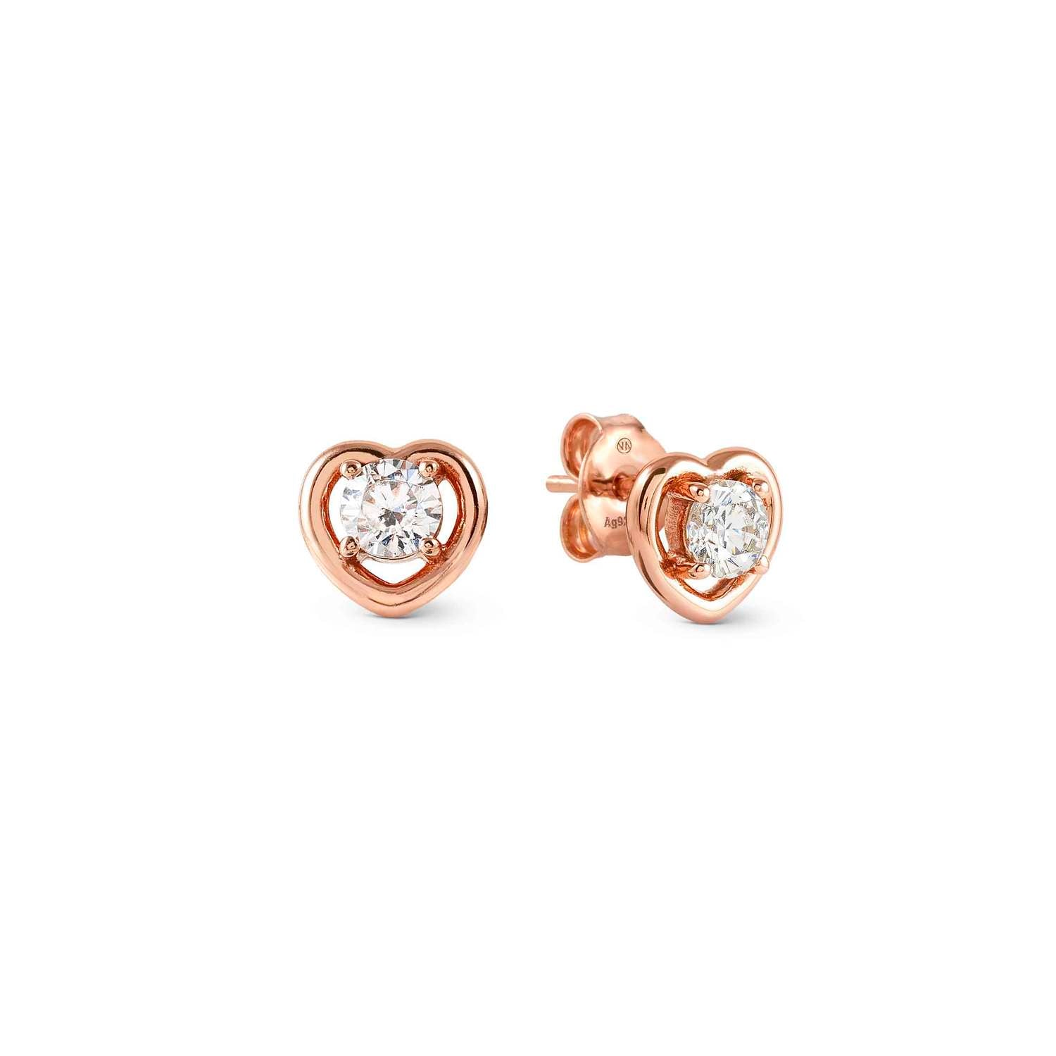 Nomination Cosmic Love Rose Gold Heart Earrings
