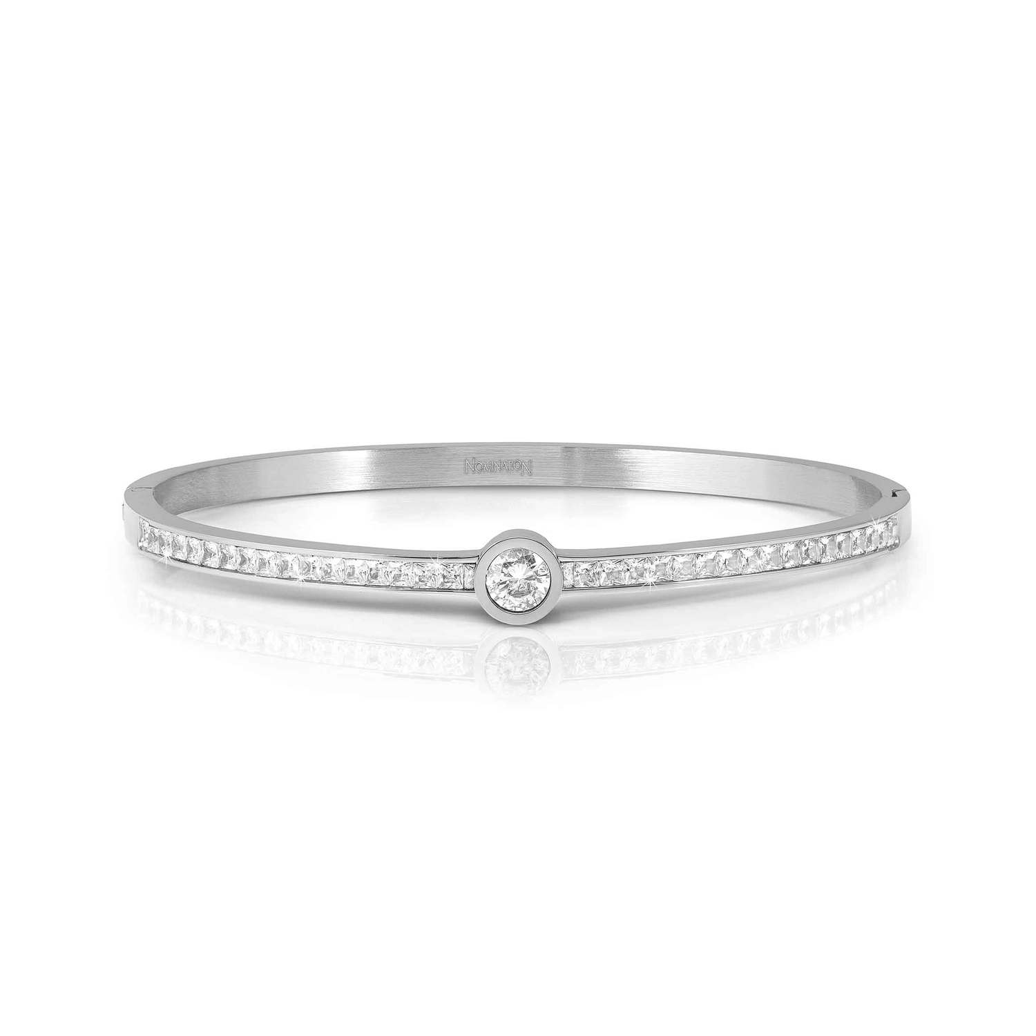 PRETTY BANGLES steel, cz and Pave White - Medium