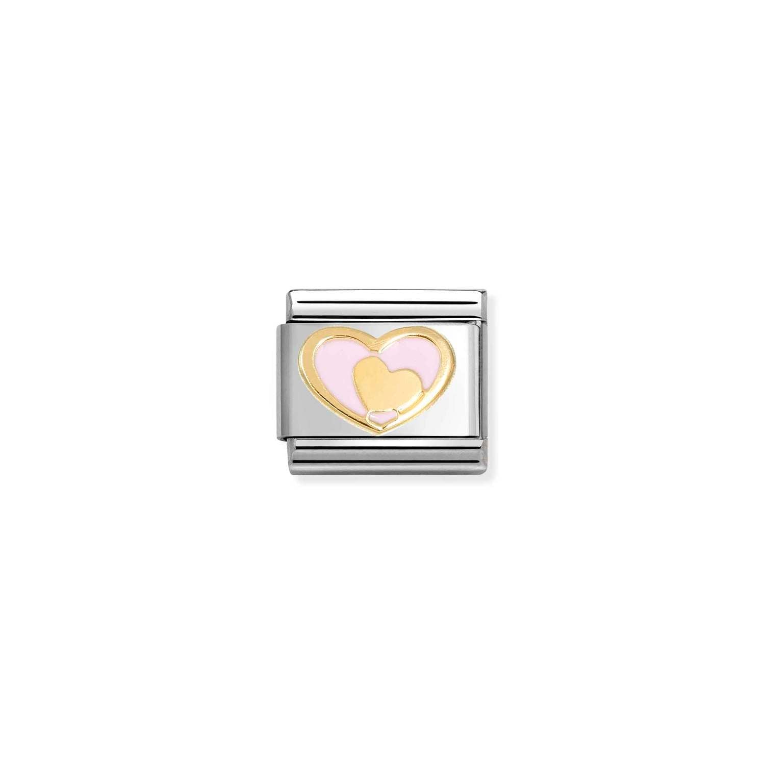 Nomination Classic 18ct Gold Heart in heart Pink Charm