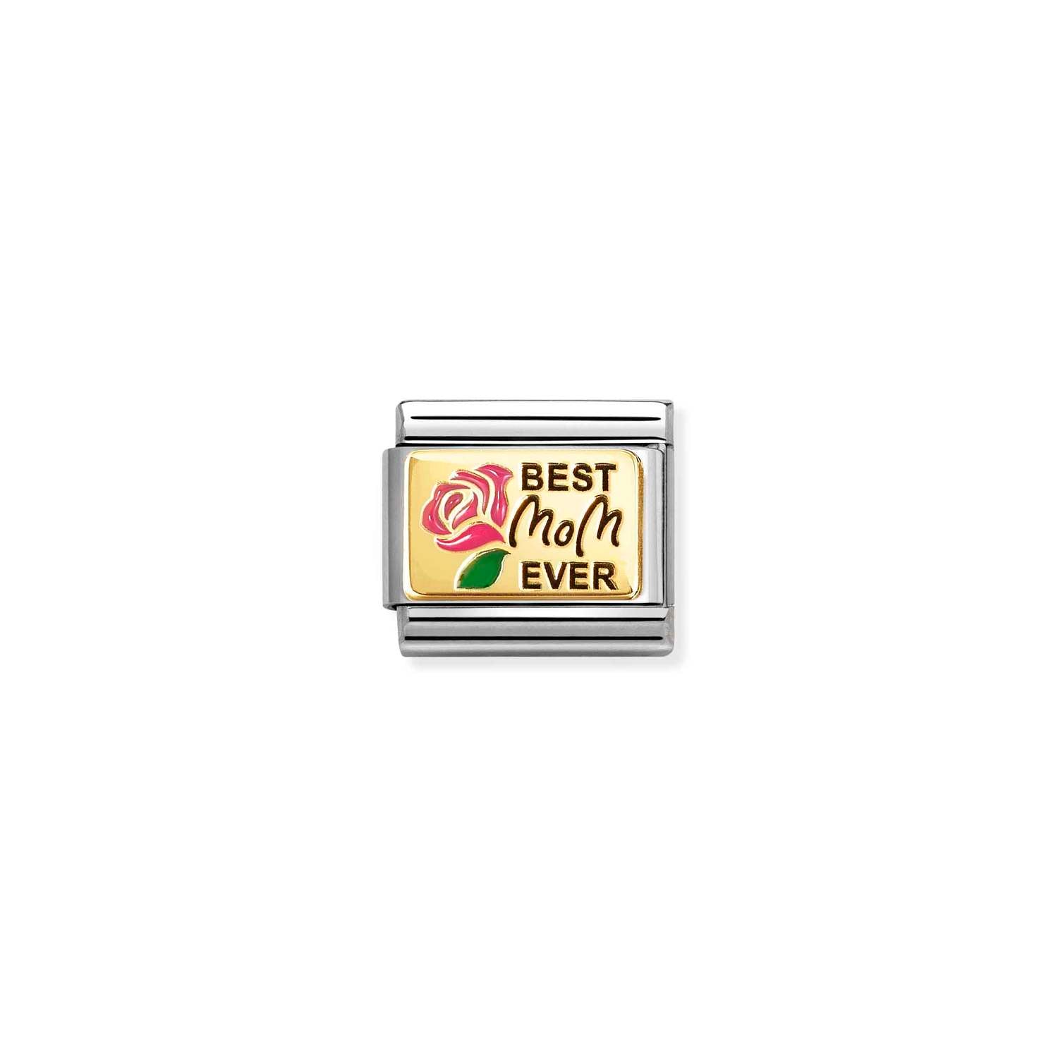 Nomination Classic PLATES (IC) in steel, enamel and 18k gold Best mom ever pink PINK