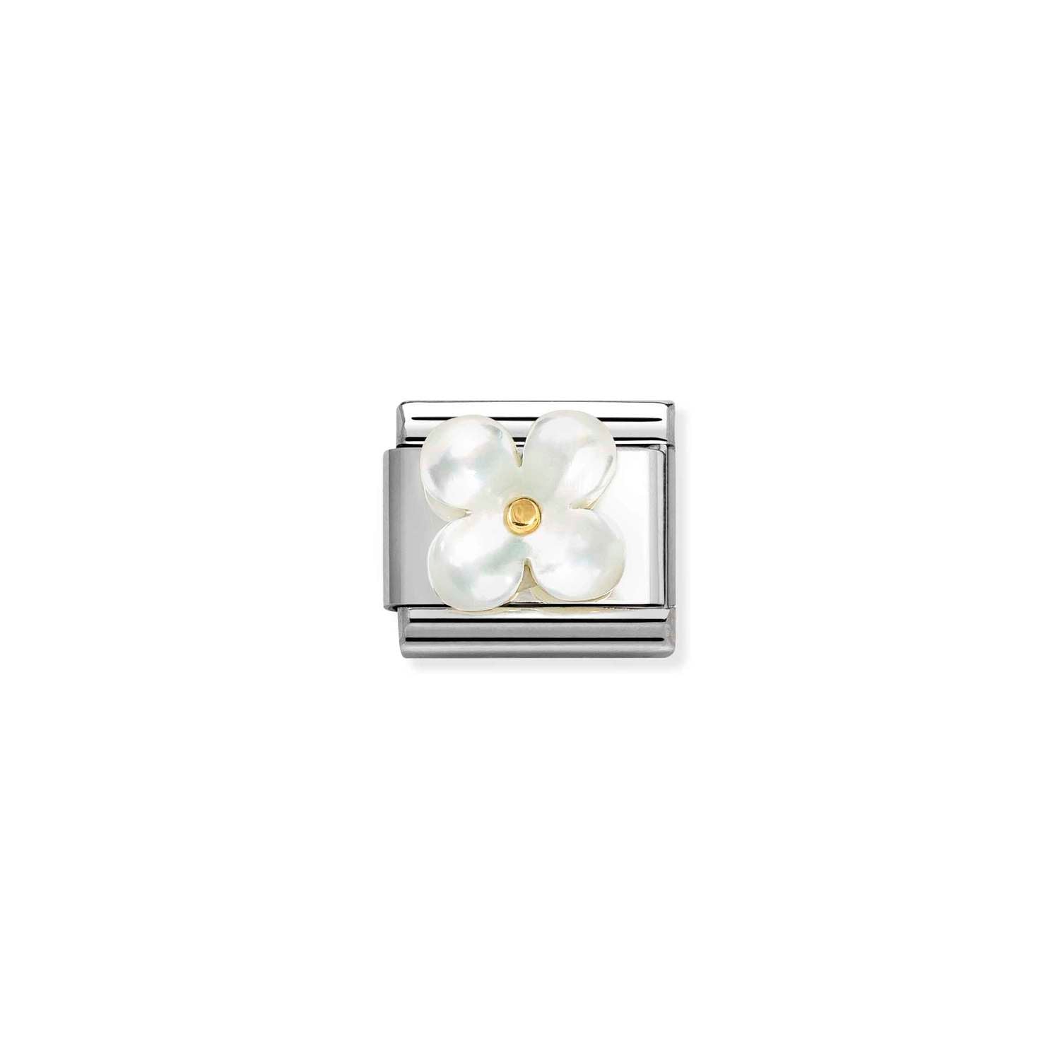 Nomination Classic 18ct Gold Flower in White Mother of Pearl Charm