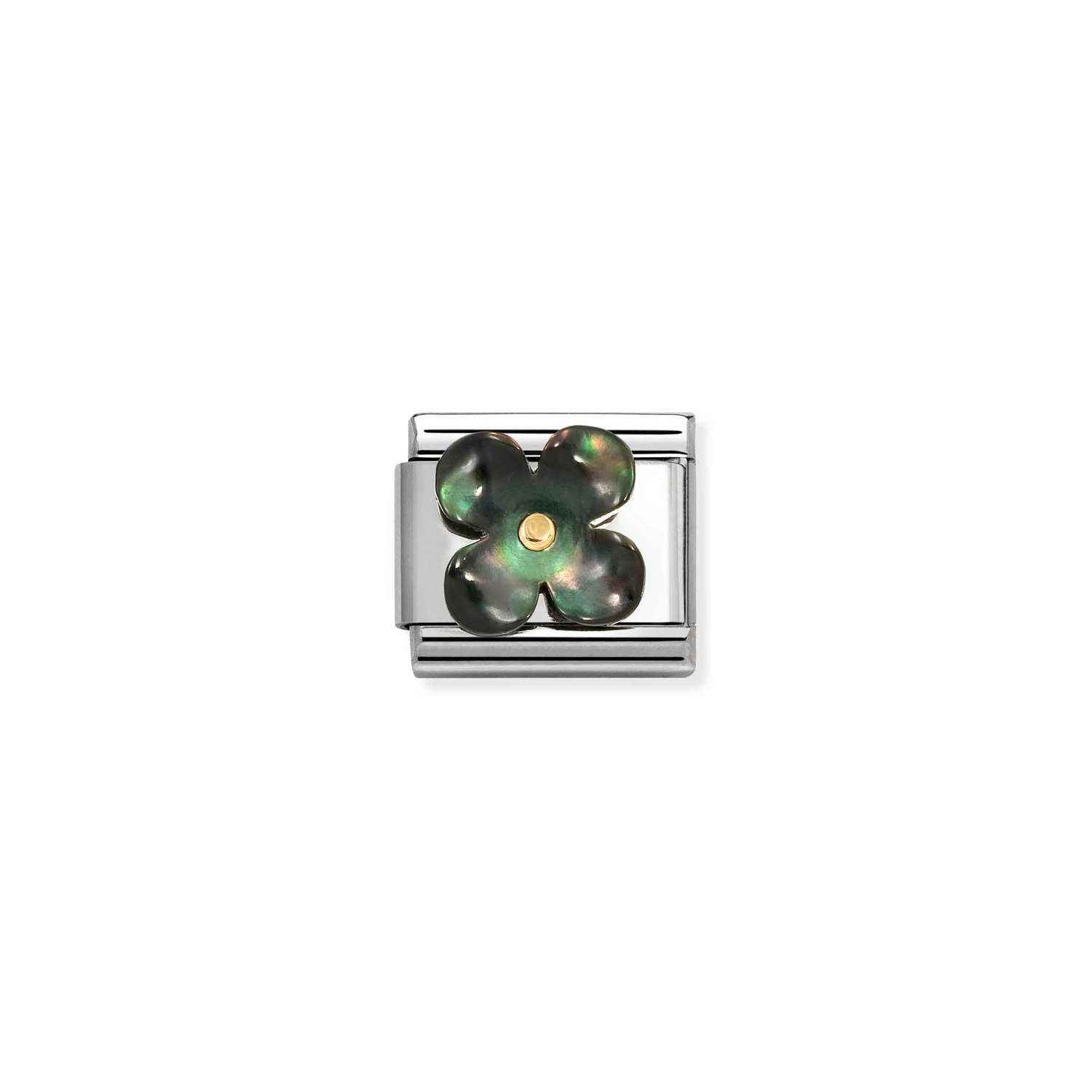 Nomination Classic Gold flower MOTHER OF PEARL BLACK
