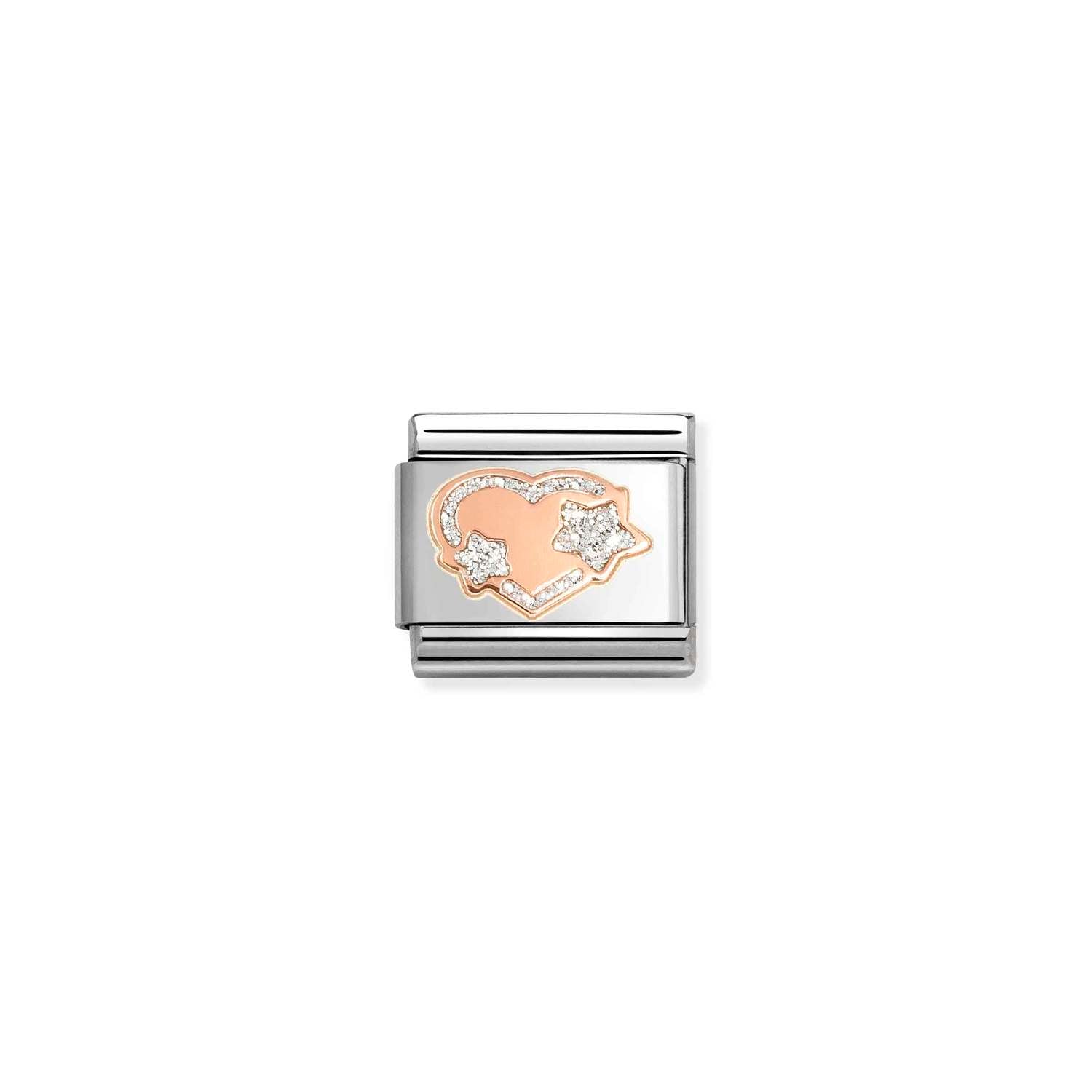 Nomination Classic Rose Gold Silver Glitter Star Heart Charm