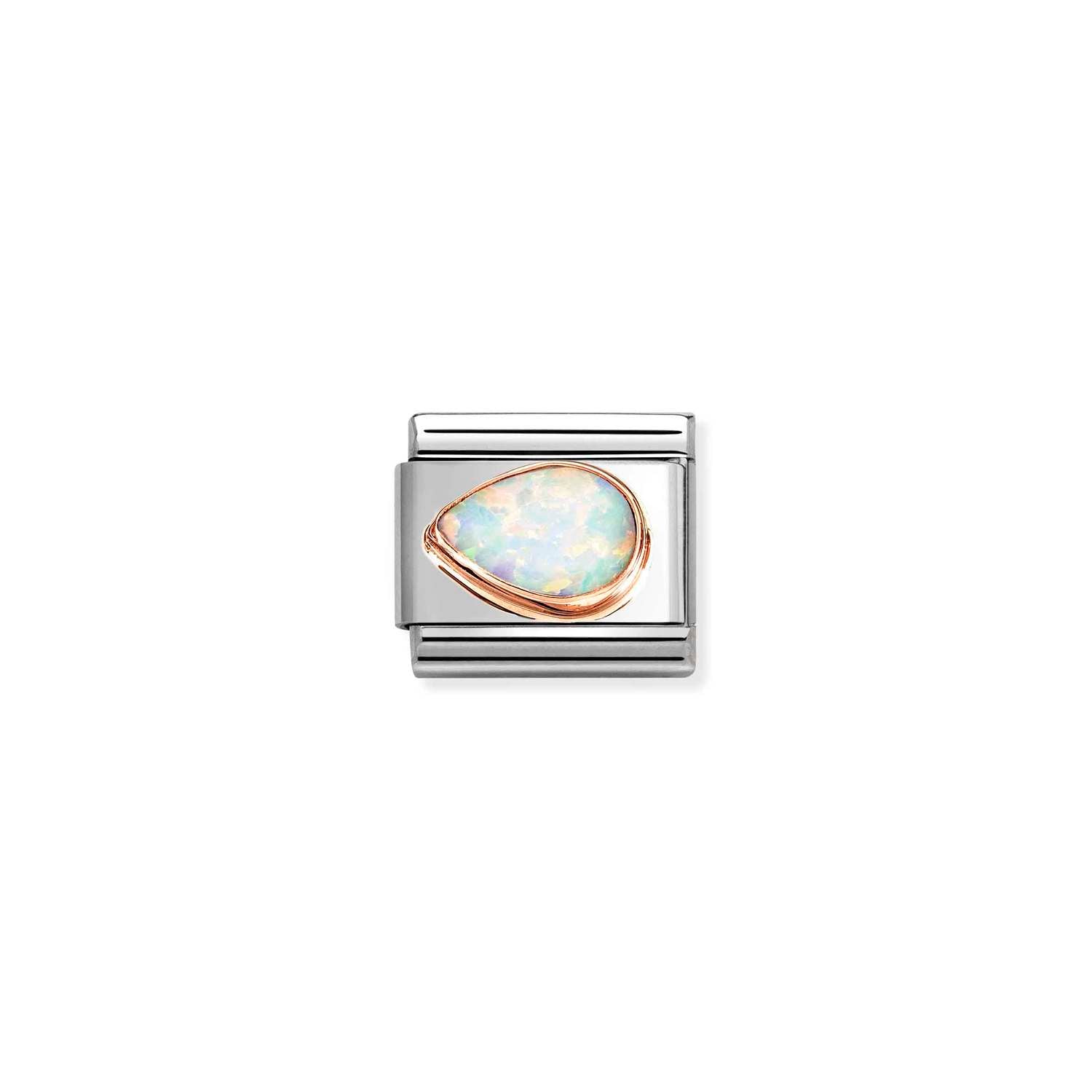 Nomination Classic 9ct Rose Gold Faceted White Opal Left Drop Charm