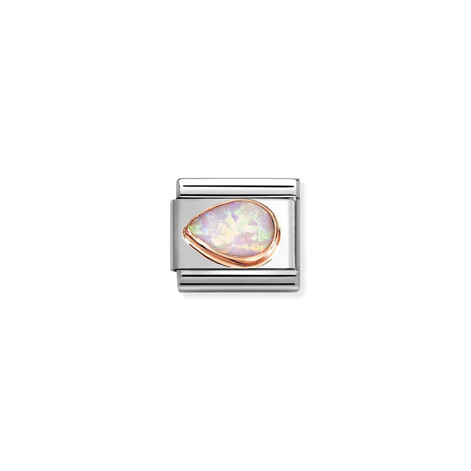 Nomination Classic Rose Gold Faceted Left Drop Pink Opal Charm