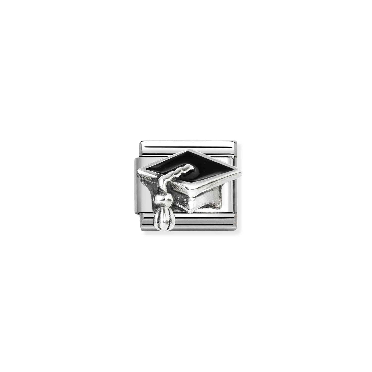 Nomination sterling silver Black graduation hat