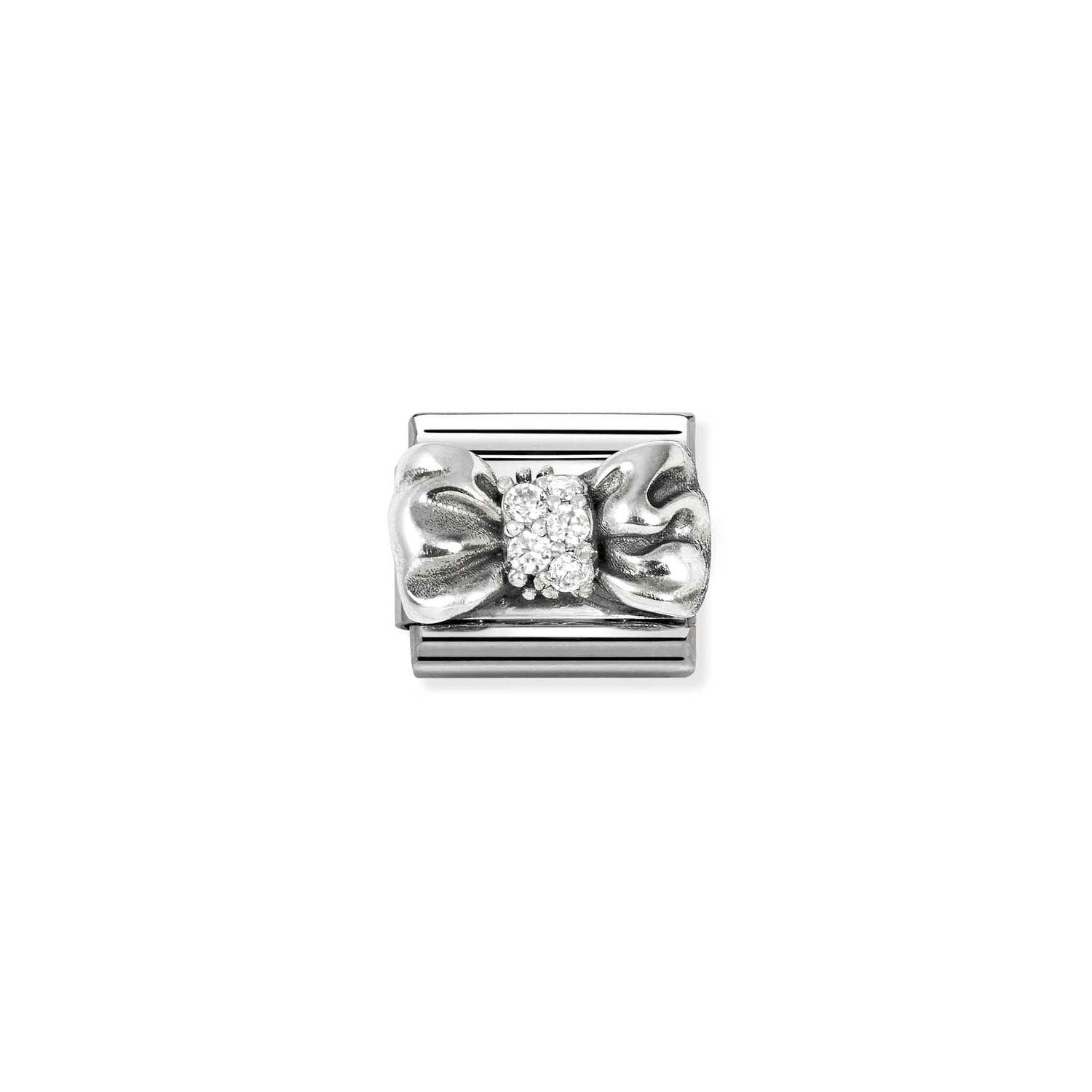 Nomination CL SYMBOLS OX steel, Cz and 925 sterling silver Bow WHITE Charm
