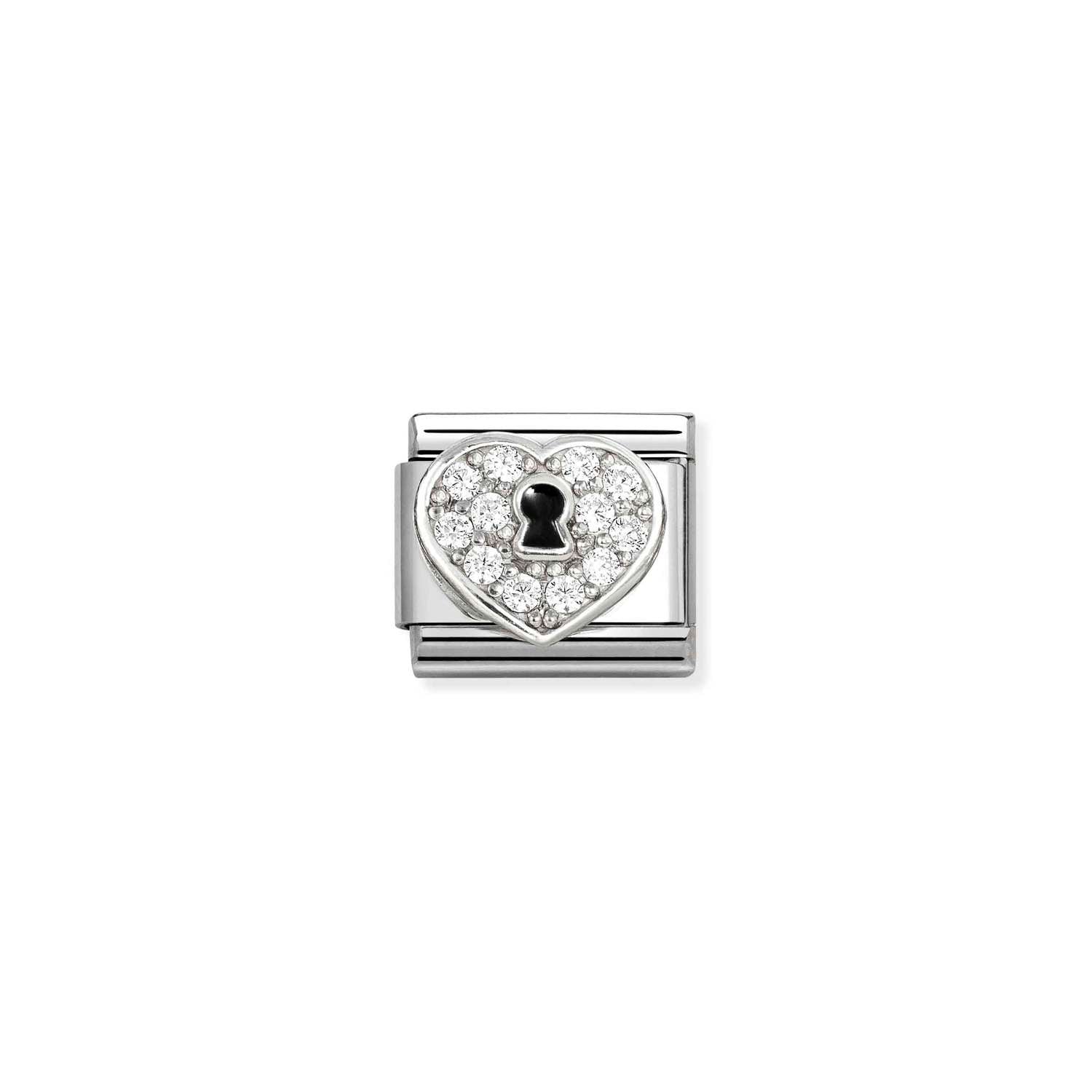 Nomination Classic Silver Heart Padlock with CZ Charm