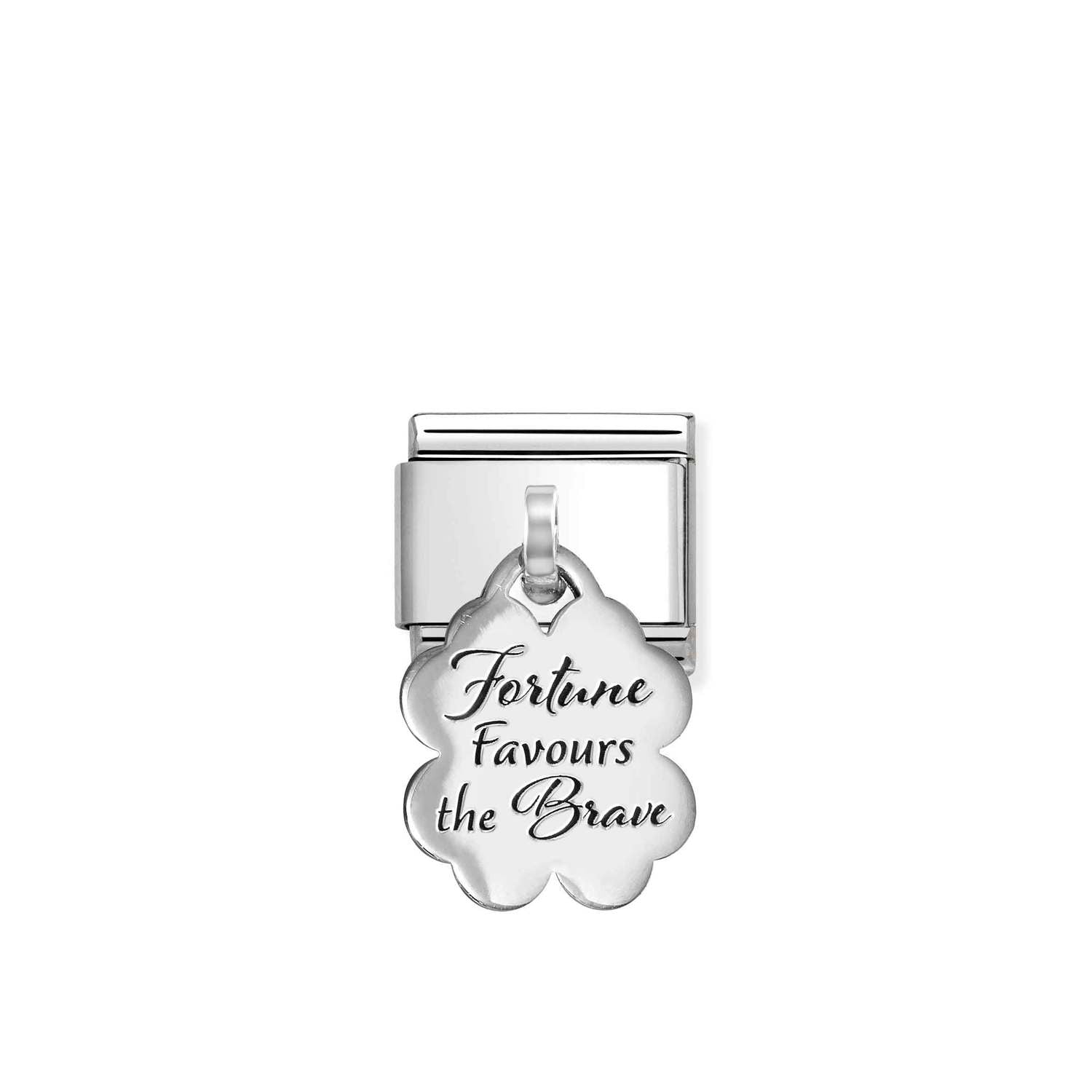 Nomination Classic ENGRAVED CHARMS (IC) in steel and 925 sterling silver FOUR-LEAF CLOVER