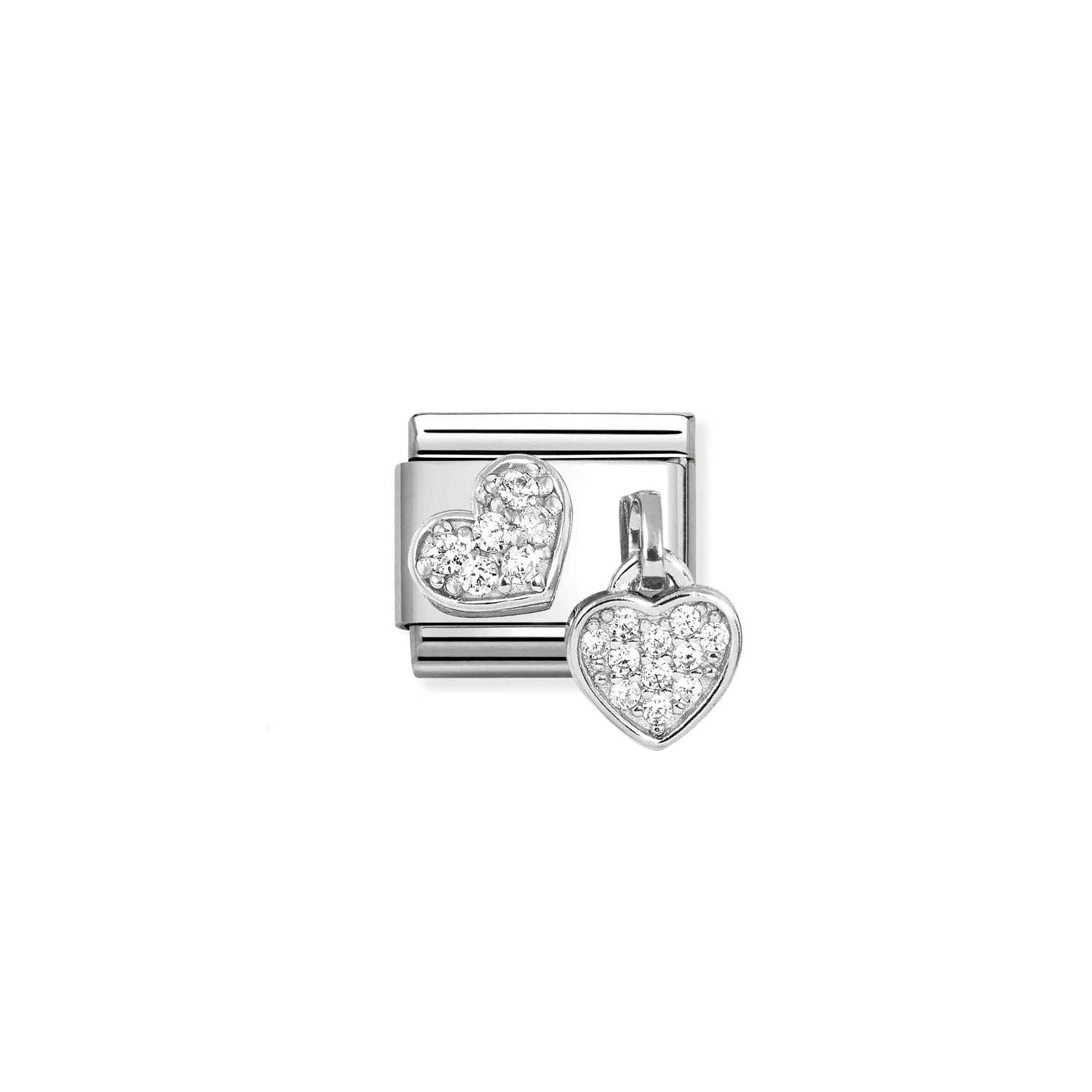 Nomination Classic CHARMS steel, 925 silver and cz pav� Heart and heart