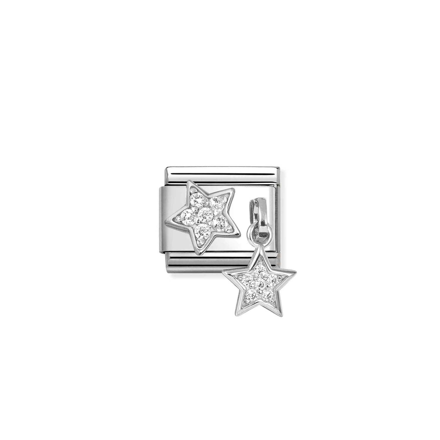 Nomination Classic CHARMS steel, 925 silver and cz pav� Star and star
