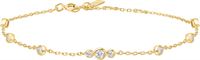 GOLD SPARKLING BEZEL CUBIC ZIRCONIA STATION BRACELET
