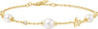 GOLD PEARL AND STAR STATION BRACELET