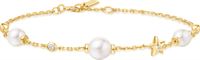 GOLD PEARL AND STAR STATION BRACELET