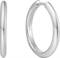 SILVER TUBE MEDIUM HOOP EARRINGS