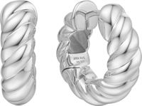 SILVER BOLD TEXTURE MEDIUM HUGGIE HOOP EARRINGS