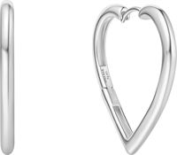 SILVER LARGE HEART HOOP EARRINGS