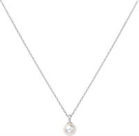 SILVER PEARL DROP PENDANT NECKLACE