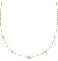 GOLD EIGHT-POINTED STAR CUBIC ZIRCONIA STATION NECKLACE