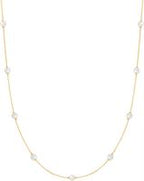 GOLD SHELL PEARL STATION CHAIN NECKLACE