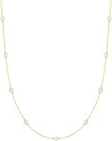 GOLD SHELL PEARL STATION CHAIN NECKLACE