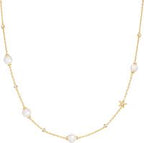 GOLD PEARL AND STAR STATION NECKLACE