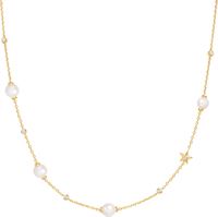 GOLD PEARL AND STAR STATION NECKLACE