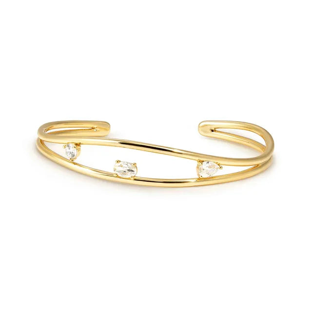 Nomination Rebel Art Gold Cuff Bracelet with White Stones