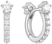 SILVER SPARKLING PAVð HUGGIE HOOP EARRINGS