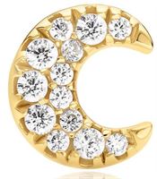 GOLD PAVð CRESCENT MOON BARBELL SINGLE EARRING