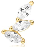 GOLD TRIPLE MARQUISE BARBELL SINGLE EARRING