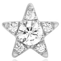 SILVER FIVE-POINT STAR BARBELL SINGLE EARRING
