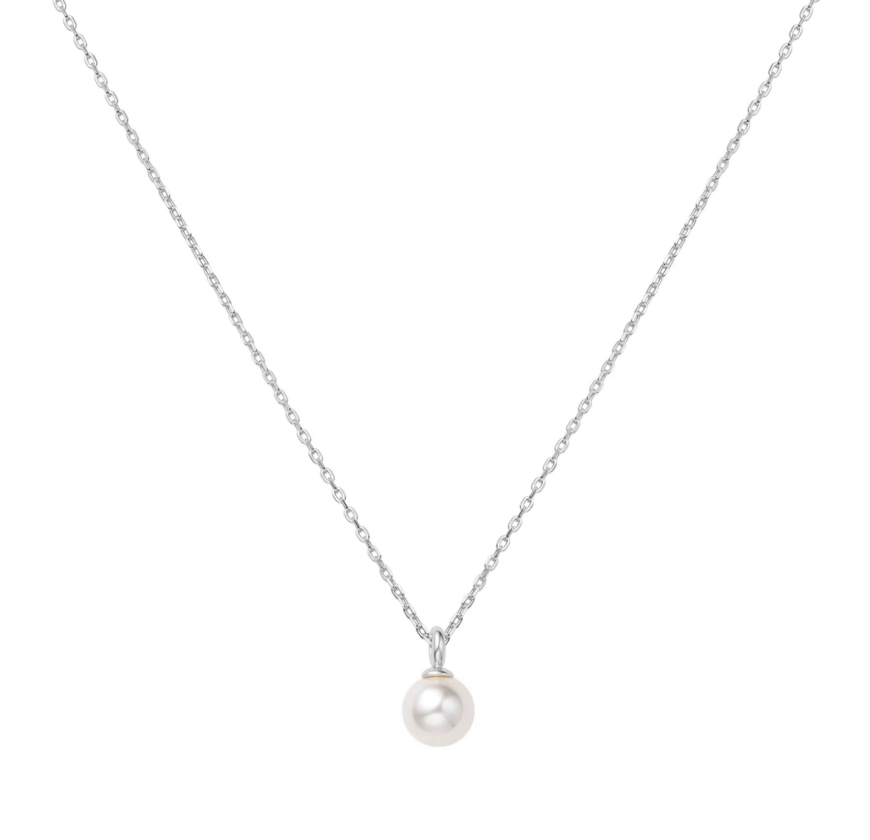 SILVER PEARL DROP PENDANT NECKLACE