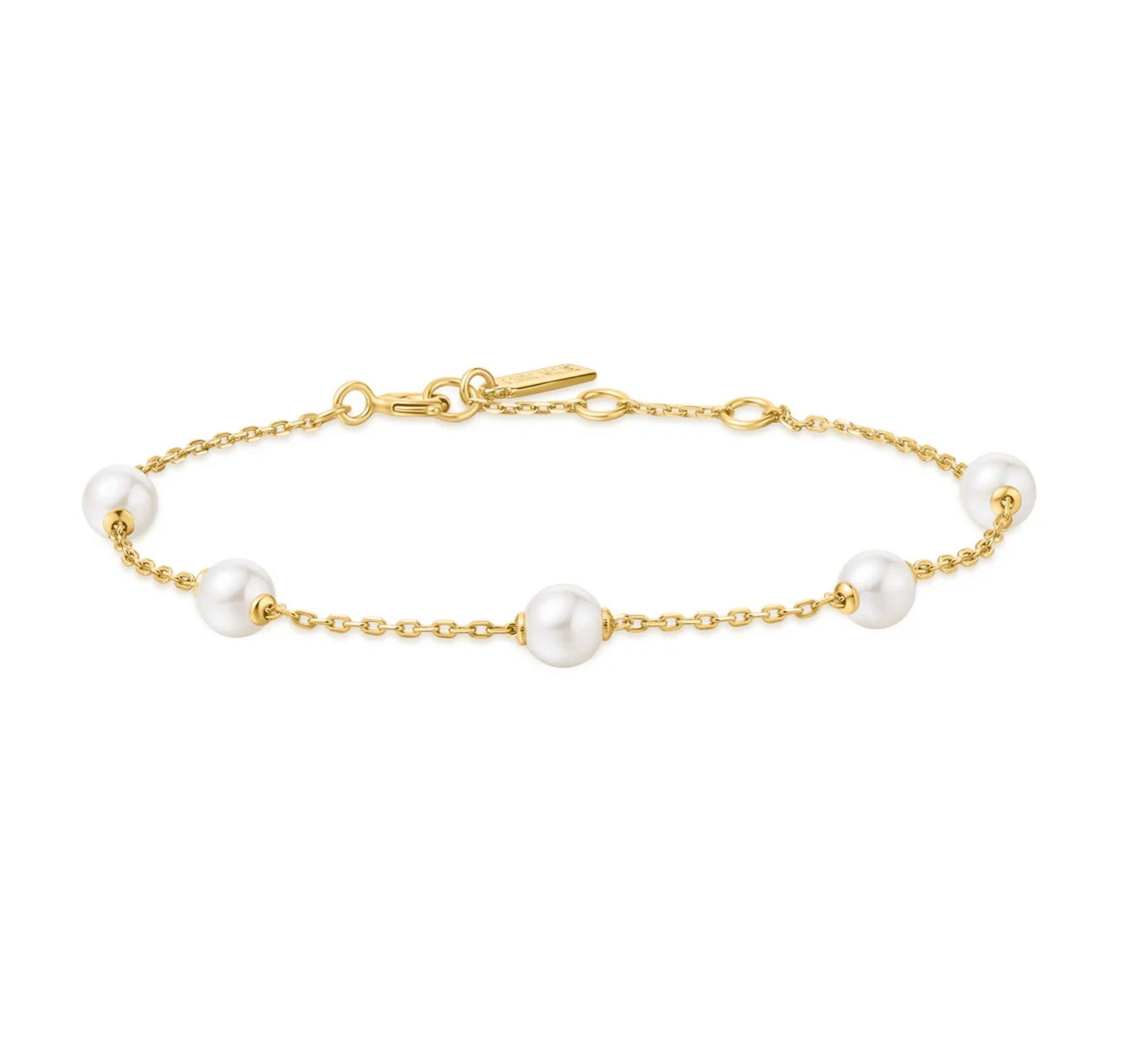 GOLD PEARL STATION BRACELET