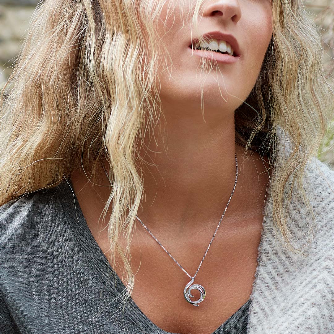 Entwine Helix Wrap Pave CZ Necklace