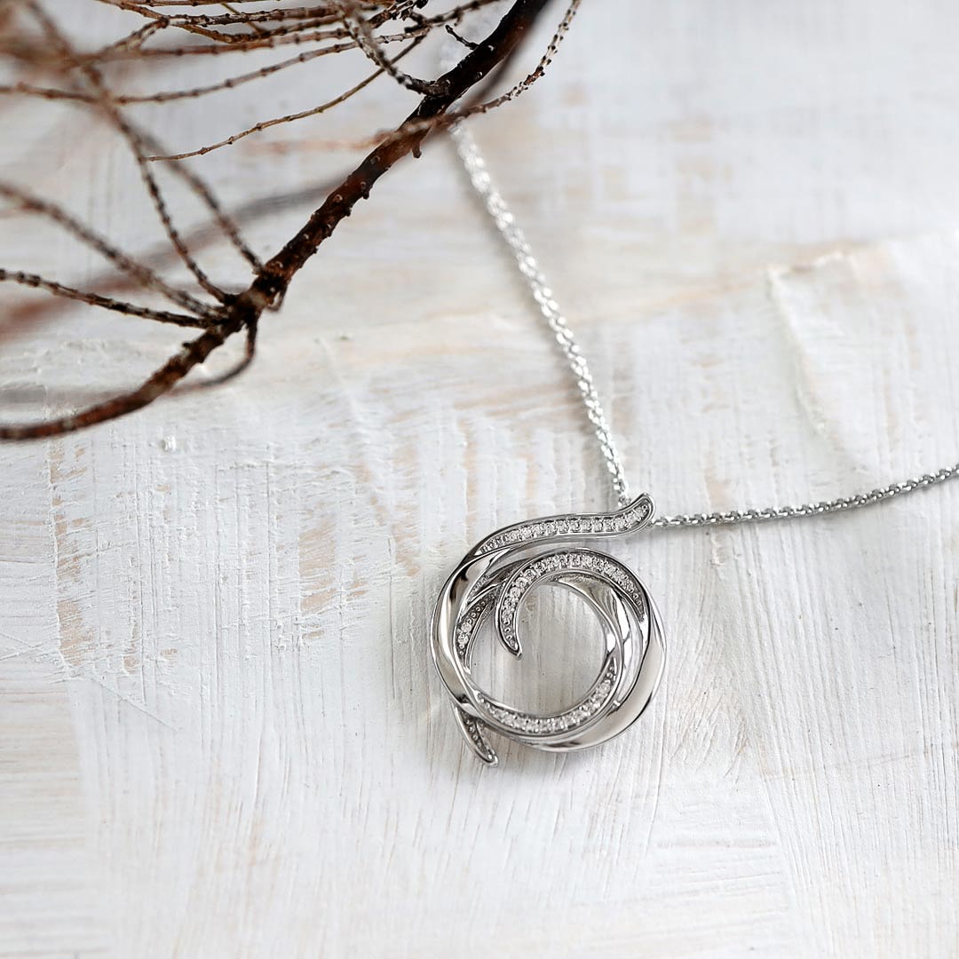 Entwine Helix Wrap Pave CZ Necklace