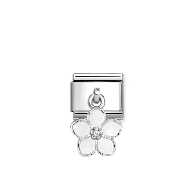Nomination Silver and White Flower Charm