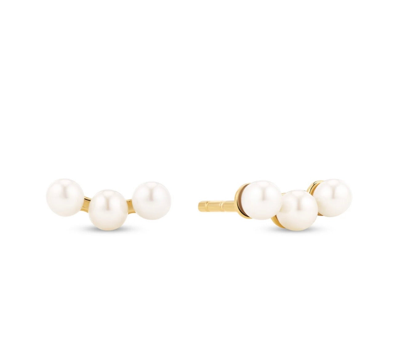 Essenza Gold Perla Tre Stud Earrings
