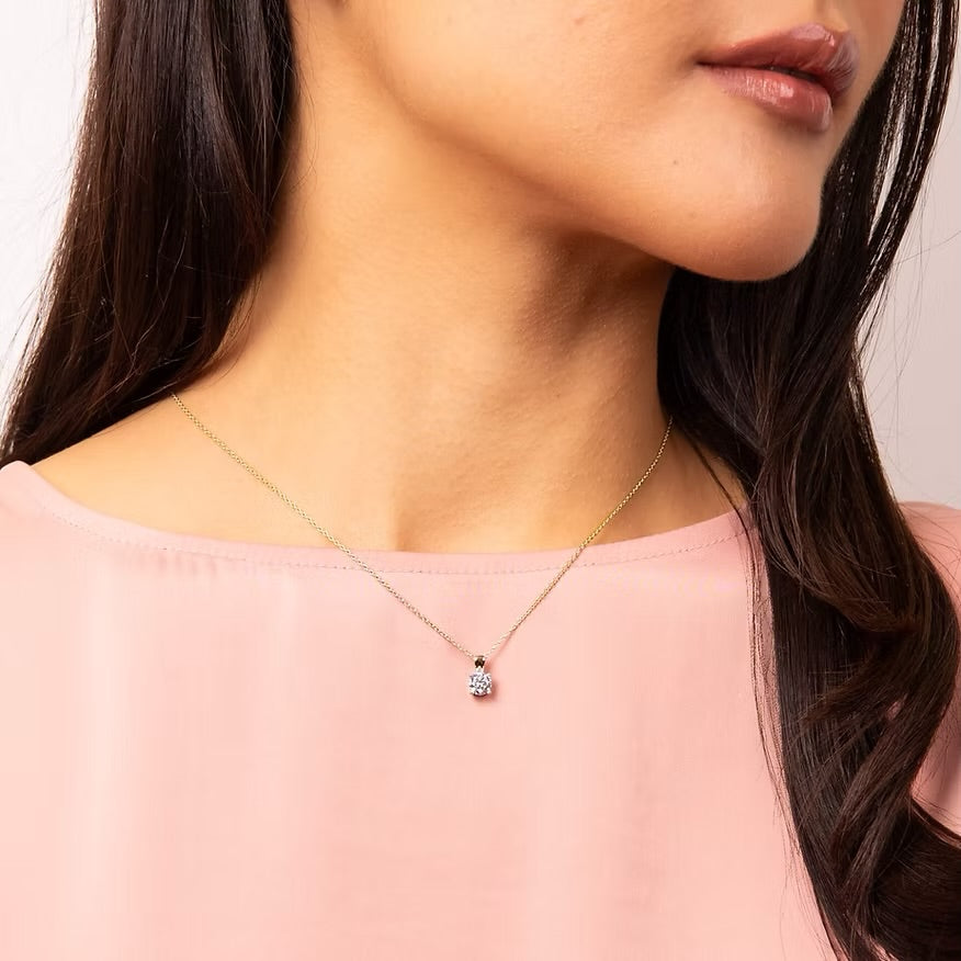 Diamonfire Gold Plated Four Claw 0.75ct Pendant