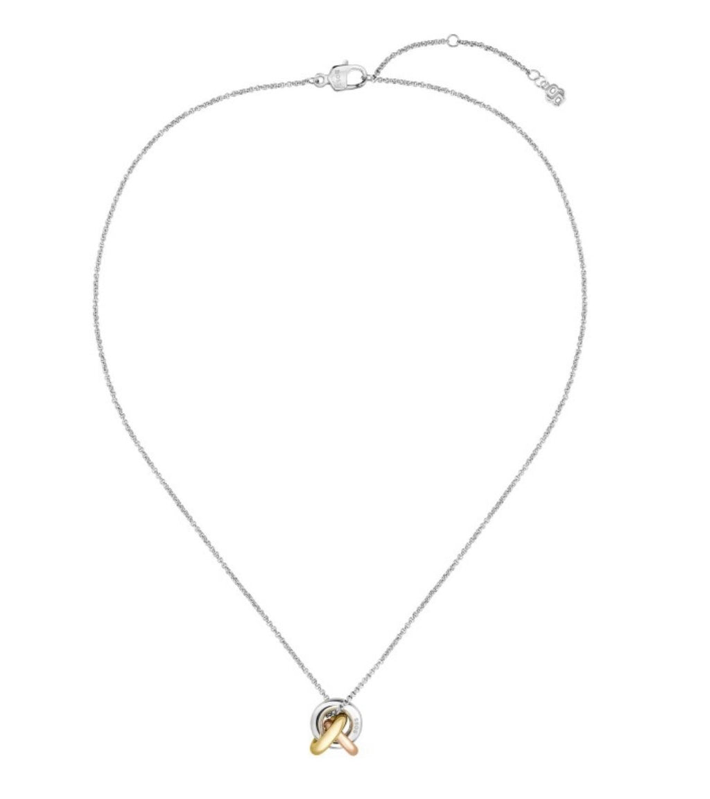 Ladies BOSS Harmonie Three Colour Circle Link Pendant Necklace